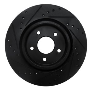 Infiniti QX50 Brake Rotor (1) - Rear Right - R1 Concepts - Drilled & Slotted - Black - `19-`24